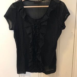 The Limited polka dot blouse with ruffle front